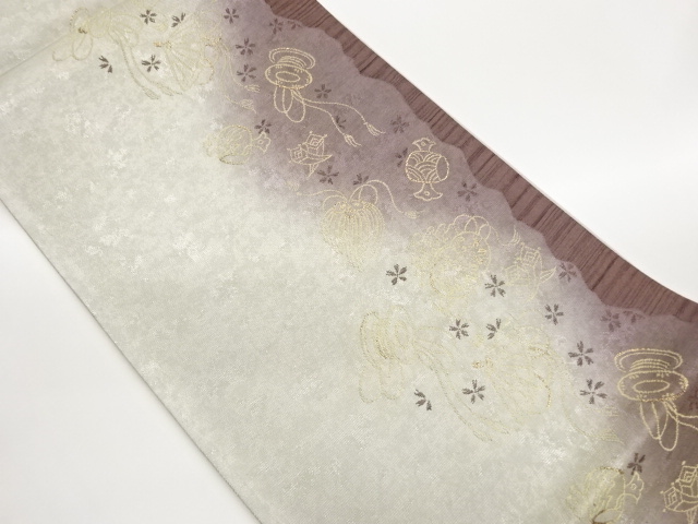JAPANESE KIMONO / FUKURO OBI / KINSAI / WOVEN TREASURE & SAKURA 